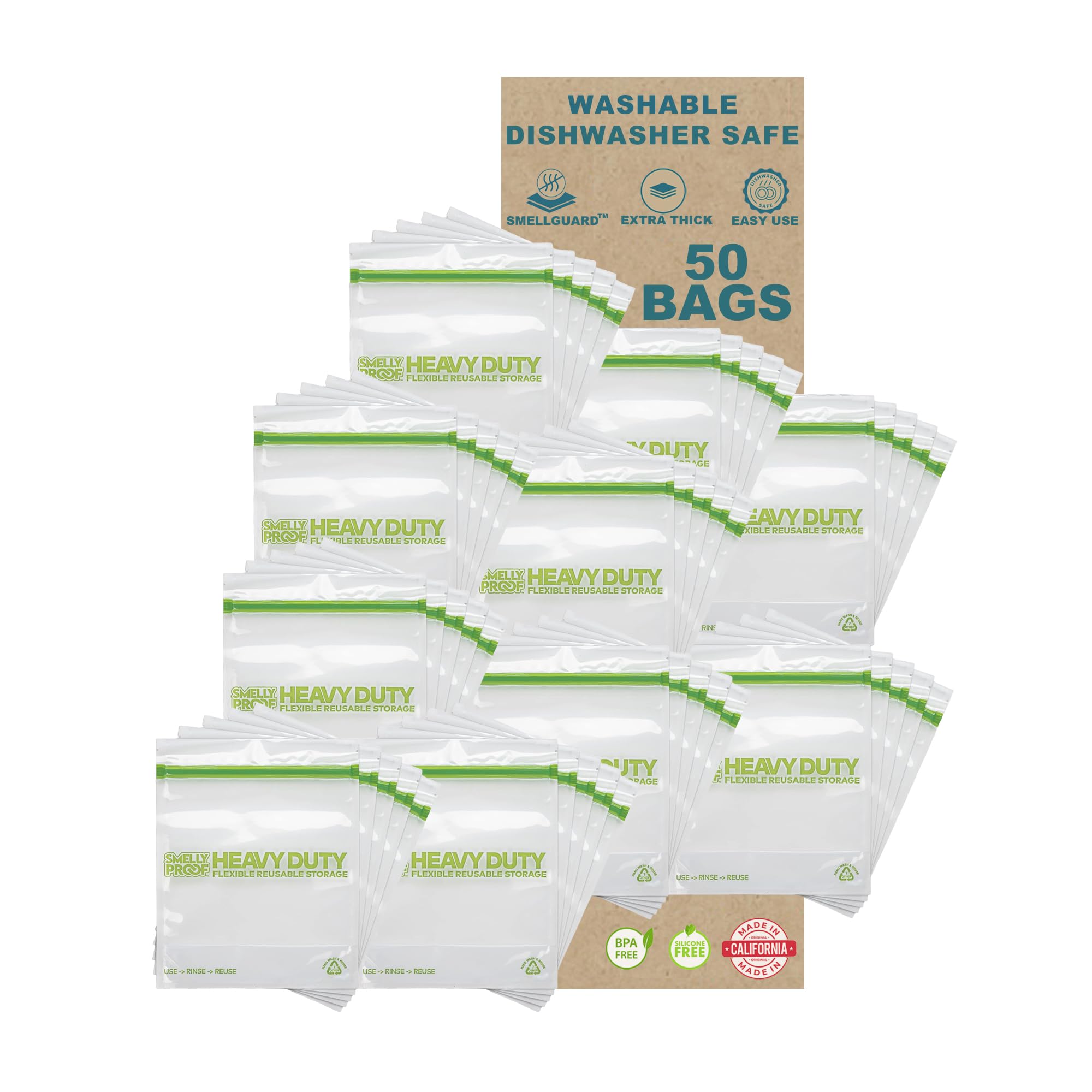 Sac hermétique lavable au lave-vaisselle avec barrière anti-odeurs Smelly Proof lot de 50