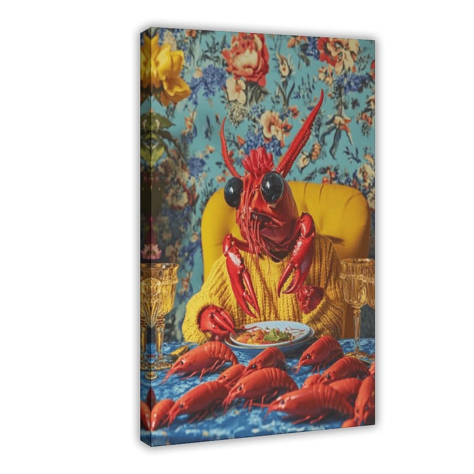 NFFBGFD Stampa artistica da parete su tela, motivo: aragosta surreale, 40 x 60 cm