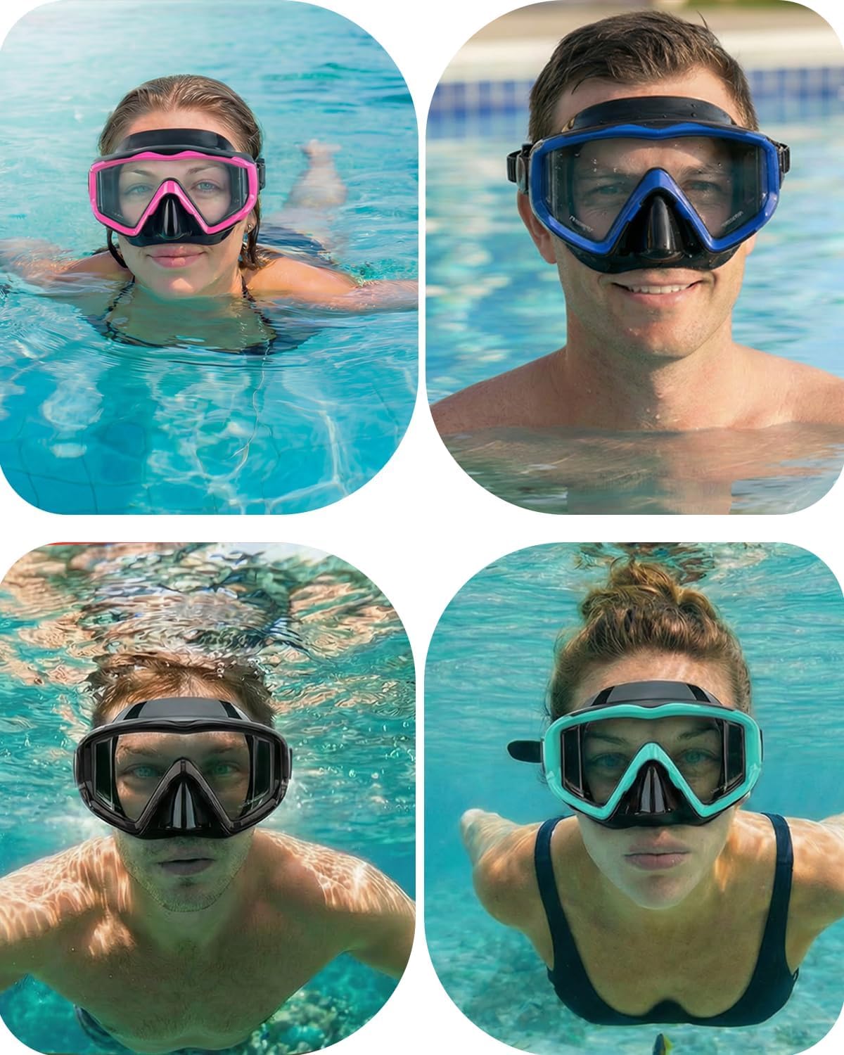 AQUA A DIVE SPORTS Maska do nurkowania przeciwmgielna maska do pływania do snorkelingu odpowiednia dla dorosłych nurkowanie pływanie gogle do nurkowania maski