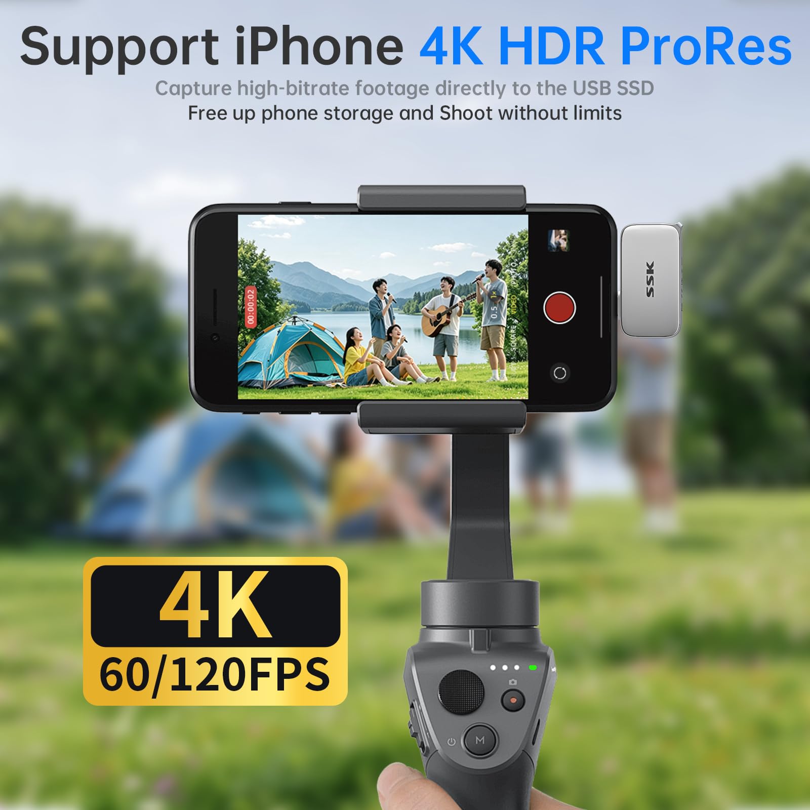 SSK - Disco SSD Extreme 512GB, USB 3.2 Gen 2 SSD portátil hasta 1050 MB/s | USB-C Portable NVMe SSD, 4K 120Hz ProRes, Resistencia al polvo y al agua IP65, con iPhone 15/16/17 serie, Mac,PC,Xbox