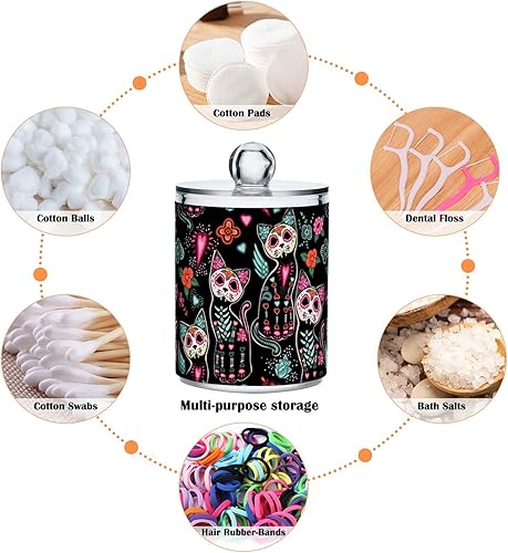 Miniatura 9 de Paquete de 2 dispensadores de soporte Qtip de fresa rosa, juego de accesorios de baño para bolas de algodón, hisopo, almohadillas redondas, hilo