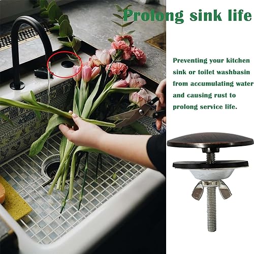 Miniatura 6 de Cubierta de orificio para fregadero, tapa de orificio de fregadero de cocina de acero inoxidable de 2 pulgadas, cubierta de orificio para orificio