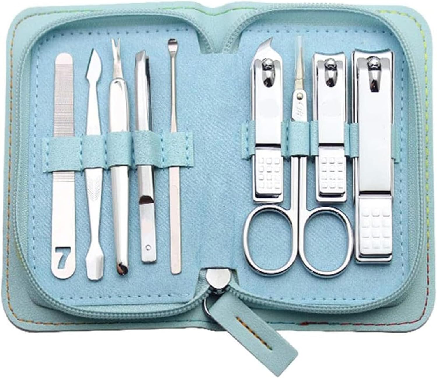 Household Nail Clippers Set Rectangular Pedicure Set Box Silver Beauty Care Tools (Set of 9) Manicure Pedicure Kit