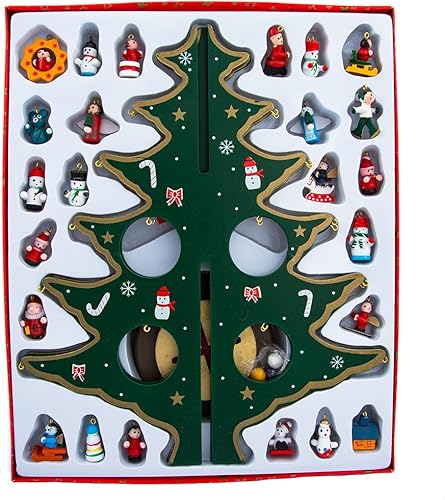 Miniatura 3 de Árbol de madera de 11.75 pulgadas con adornos de madera en miniatura de Kurt Adler, 25 piezas