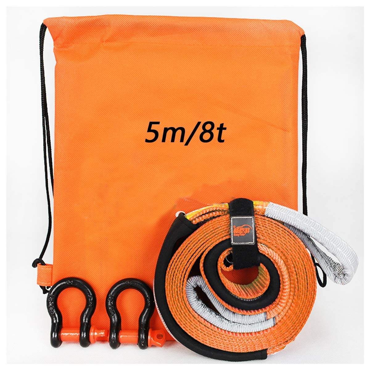 Cuerdas de Remolque de 16.4 pies, con 2 Ganchos de Seguridad, Cuerda de Remolque para Automóviles de Alta Resistencia, Cuerda de Remolque de Nylon de Alta Densidad (Size : 5m/8t)