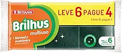 Brilhus - Esponja Multiuso Abrasiva, Embalagem Econômica Leve 6 Pague 5 Unidades, Bettanin