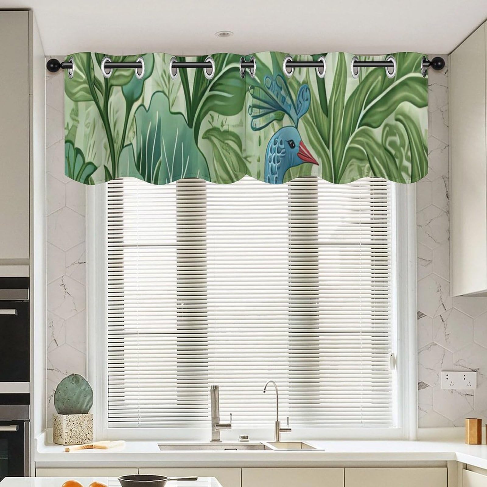 Cenefas de cortina tradicionales Chinoiserie, alta distinción textil verde pavo real