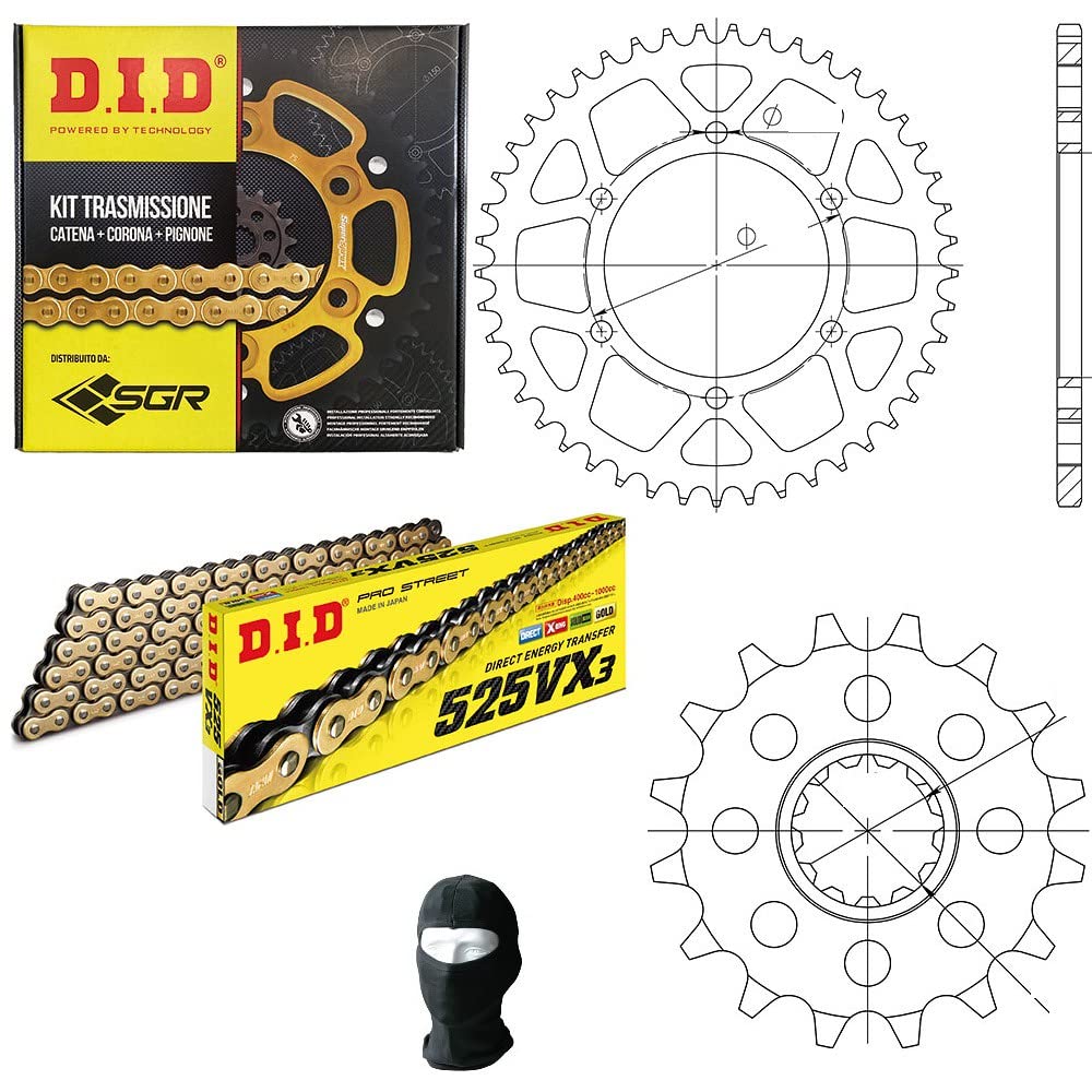 COMPATIBILE CON YAMAHA MT-07 Tracer A (MTT690) 700 2021-2022 KIT CATENA CORONA PIGNONE TRASMISSIONE PER MOTO S-AC 16-43-108 DID CATENA 525VX 108 MAGLIE CORONA 525 ACCIAIO Z43 PIGNONE 525 Z16