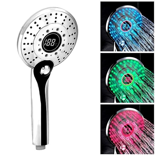 GuDoQi Ducha De Mano LED Con Sensor De Temperatura Con Pantalla Digital 3 Colores Cambiantes 3 Ajustes Con Ducha De Agua
