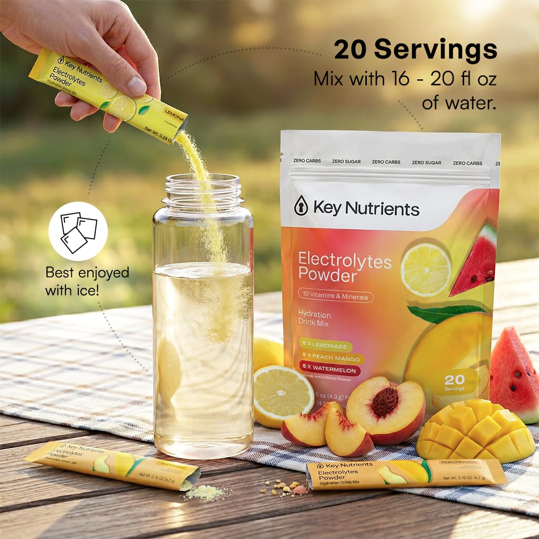 KEY NUTRIENTS Multivitamin Electrolytes Powder Packets, Variety Pack, 20 Ct — Amazon image 7