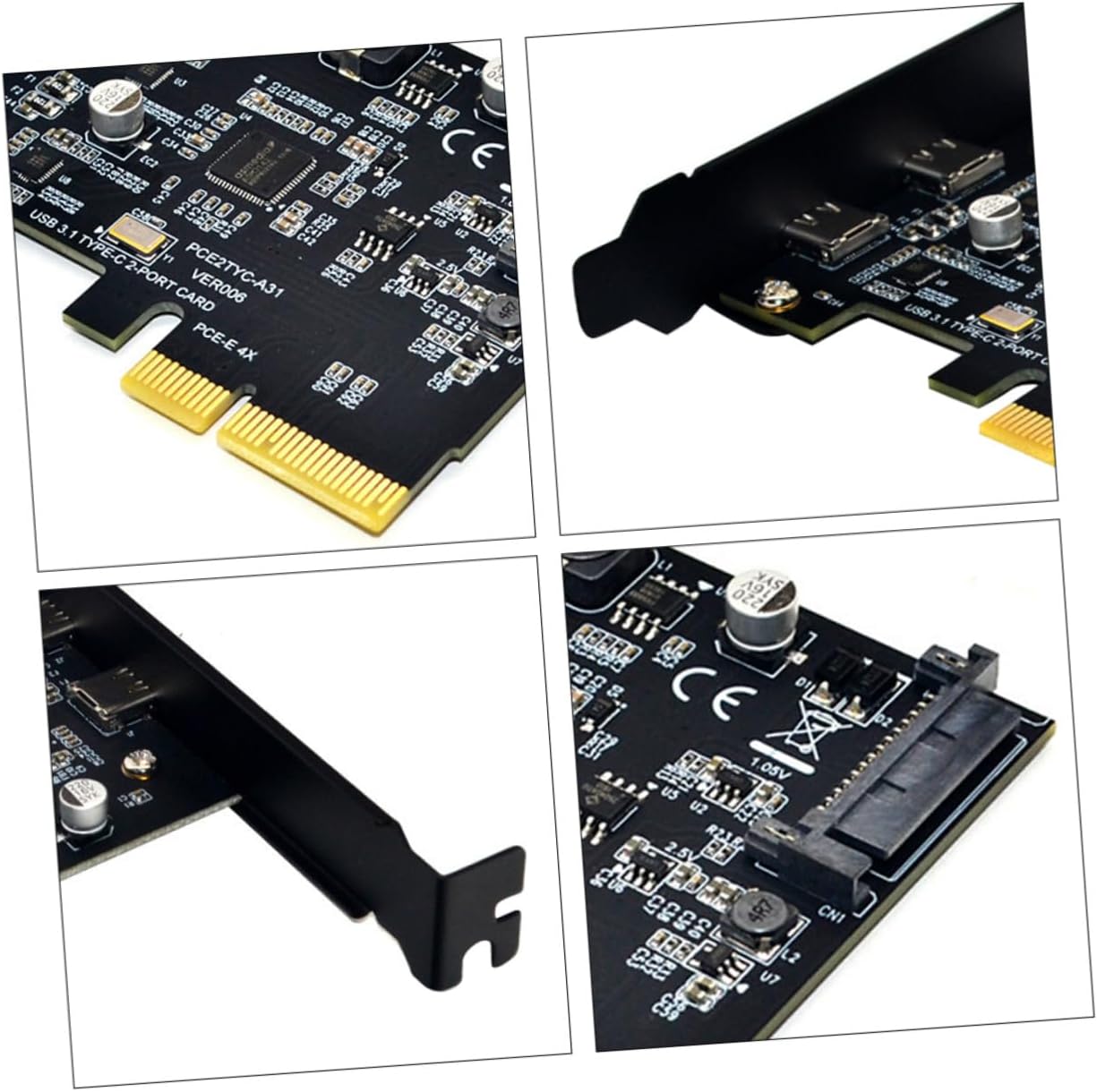 10gbps USB 3.1 Dual Type-c Pcie Expansion Card for Desktop Computer, Asm3142 Controller, Reversible Plug, High-Speed Data Transfer, Compatible with PC Accessories