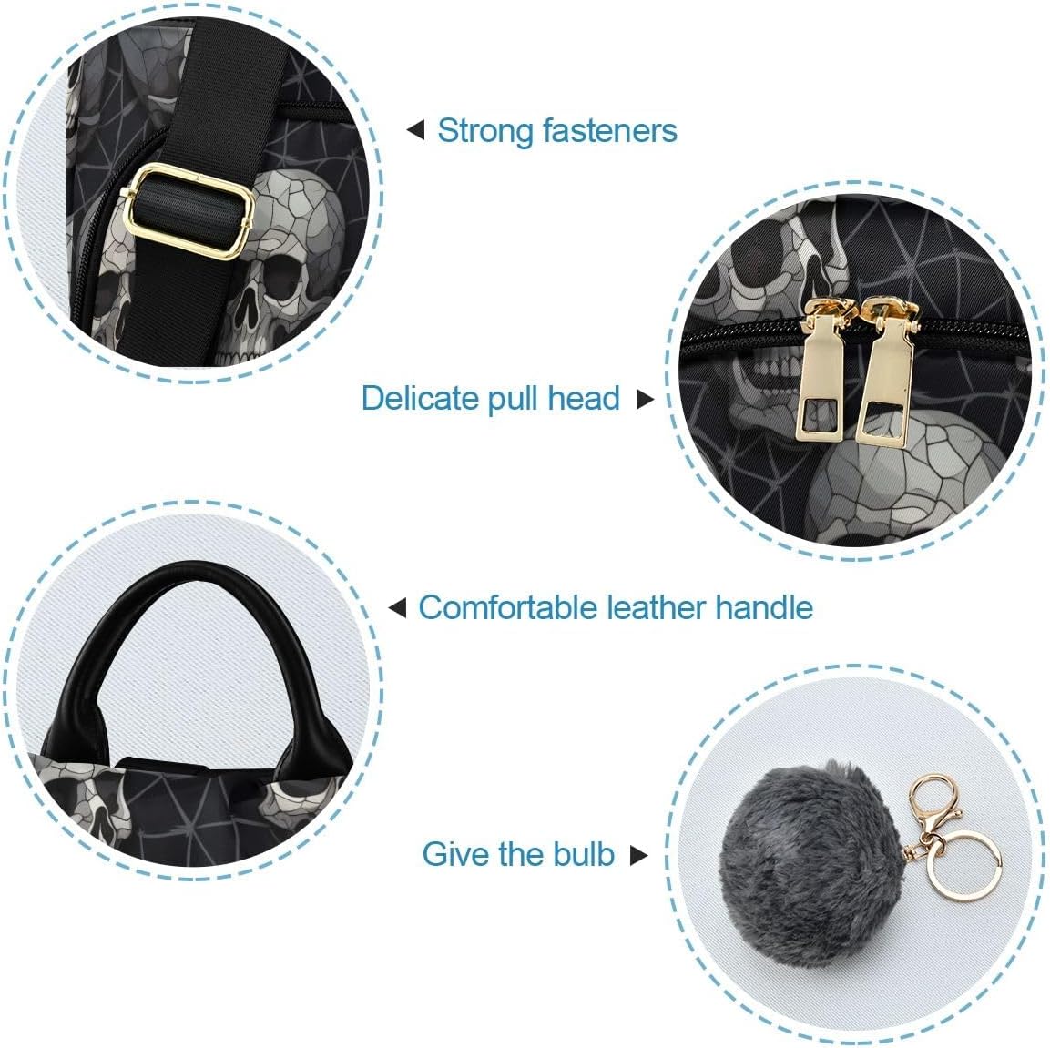 Skull Women Backpack Purse Anti-theft Casual Shoulder Bag Fashion Ladies Bags - Image 6