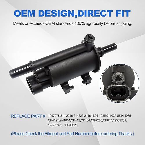 Miniatura 5 de HiSport Válvula solenoide 911-035 de purga con bote de vapor - Compatible con Mini Cooper Buick LeSabre Park Avenue Regal Riviera Cadillac CTS