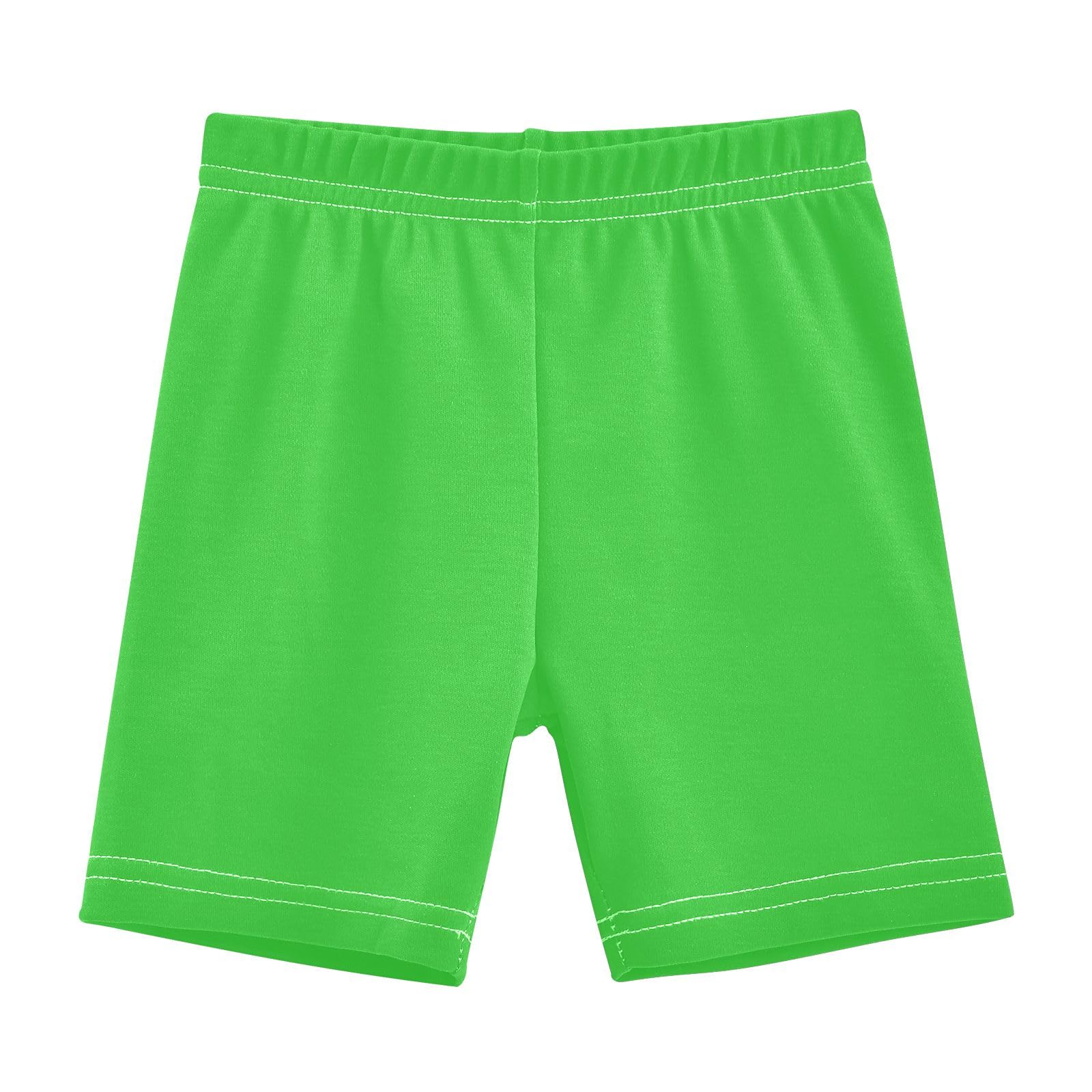 CHIFIGNO Girls' Bike Shorts Lime Green Cartwheel Shorts Breathable Under Dress Dance Short Girls Clothes Size 6