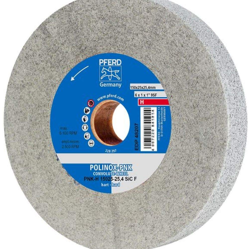 PFERD 48207 POLINOX PNK Non-Woven Abrasive Convolute Wheel, Silicon Carbide, 6