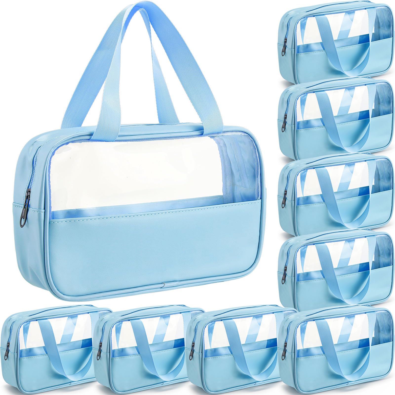 9 sacchetti per trucchi traslucidi, per donne, uomini, impermeabili, portatili, con manici sospesi, borsa da viaggio, borsa da viaggio, 10,2 x 6,3 x 2,8 pollici
