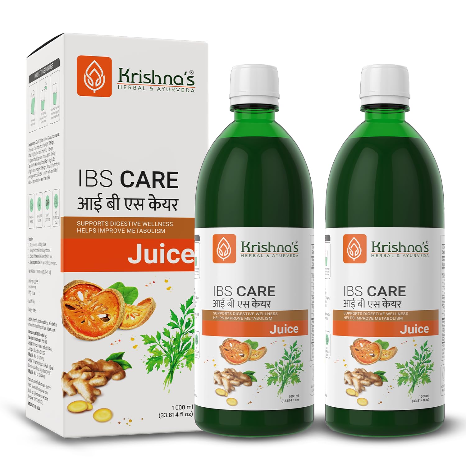 Krishna's IBS Care Juice for Digestive Health, Helps Manage Digestive Issues, No Artificial Colors or Flavors - 1000 ml - (Pack of 2)-image-39