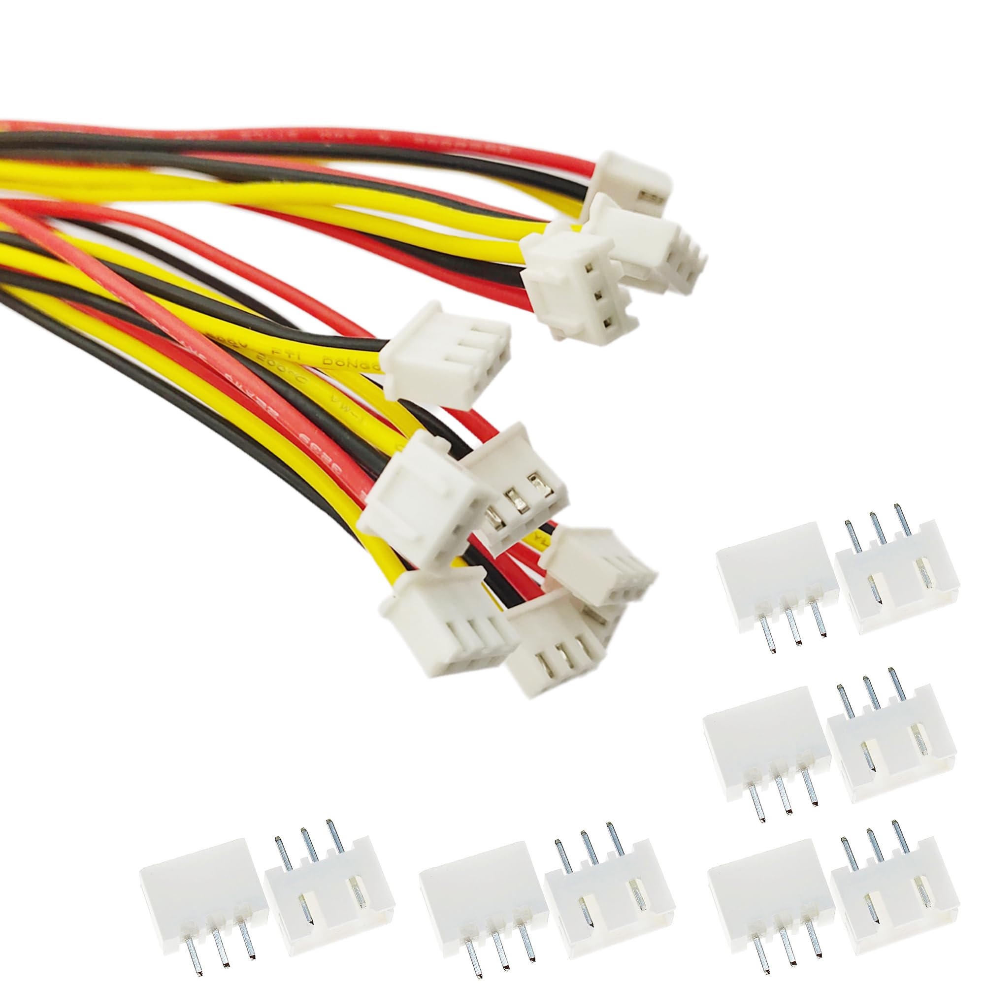 10Pairs JST-XH 2.54mm 3 Pin Male Connector with 15cm 22 AWG Silicone Wire Cables and Female Plug Socket JST XH Connectors Kit