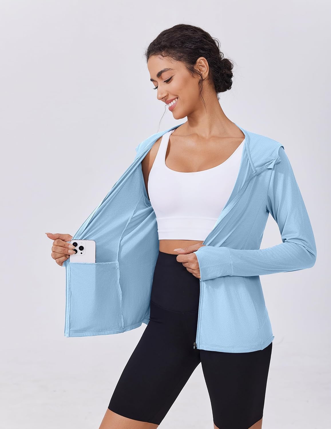 PINSPARK Women's UPF 50+ Sun Protection Hoodie Jacket Lightweight Full Zip Athletic Jacket Long Sleeve Shirt with Pockets - Image 6
