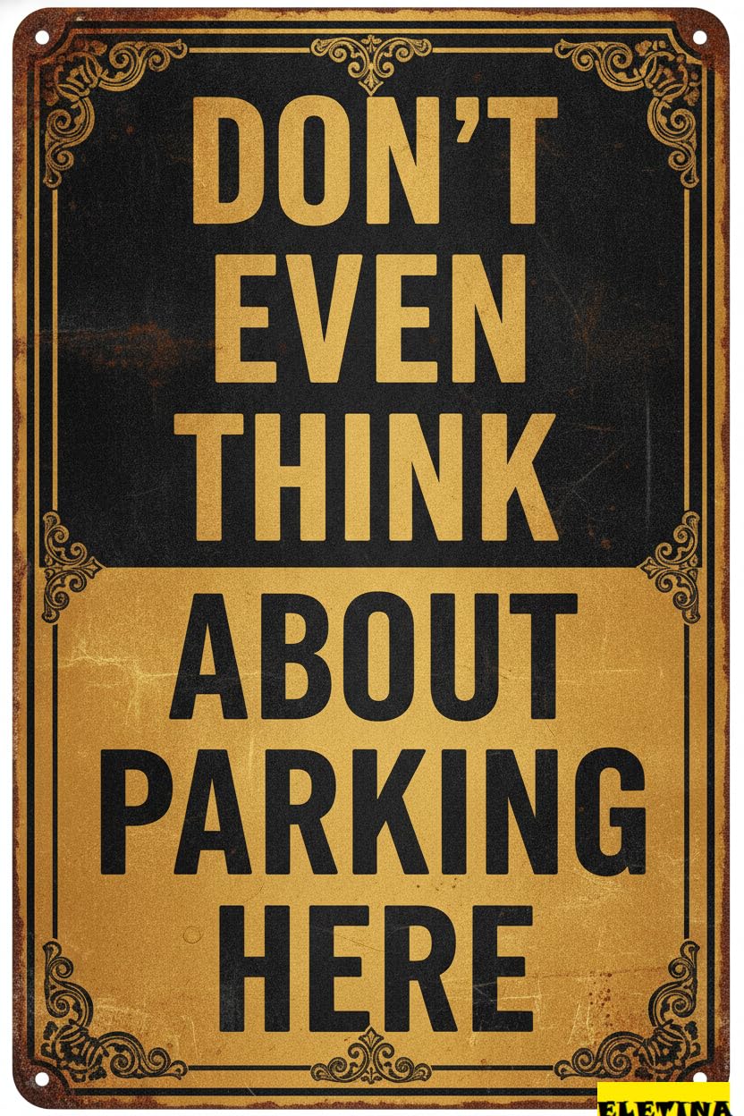 Don't Even Think About Parking Here Metal Security Warning Sign Driveway High Way Street Gate Yard 8x12in