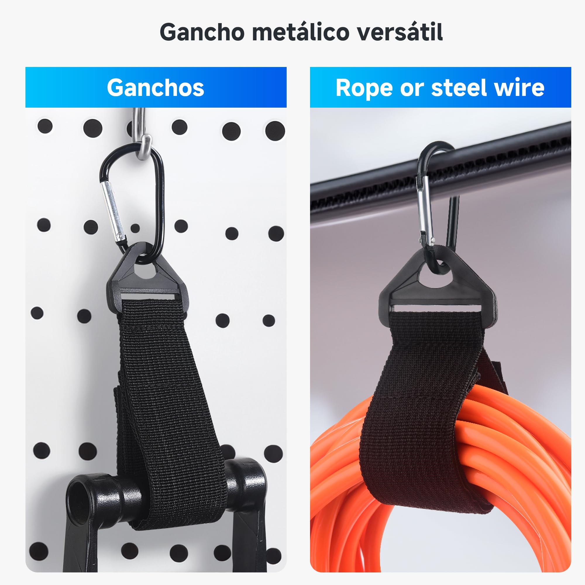 Cable Matters Paquete de 5 correas organizadoras para cables de extensión con hebilla metálica, capacidad de carga de 36 kg, soporte para cables de extensión con correas autoadherentes de 40 x 3,8 cm