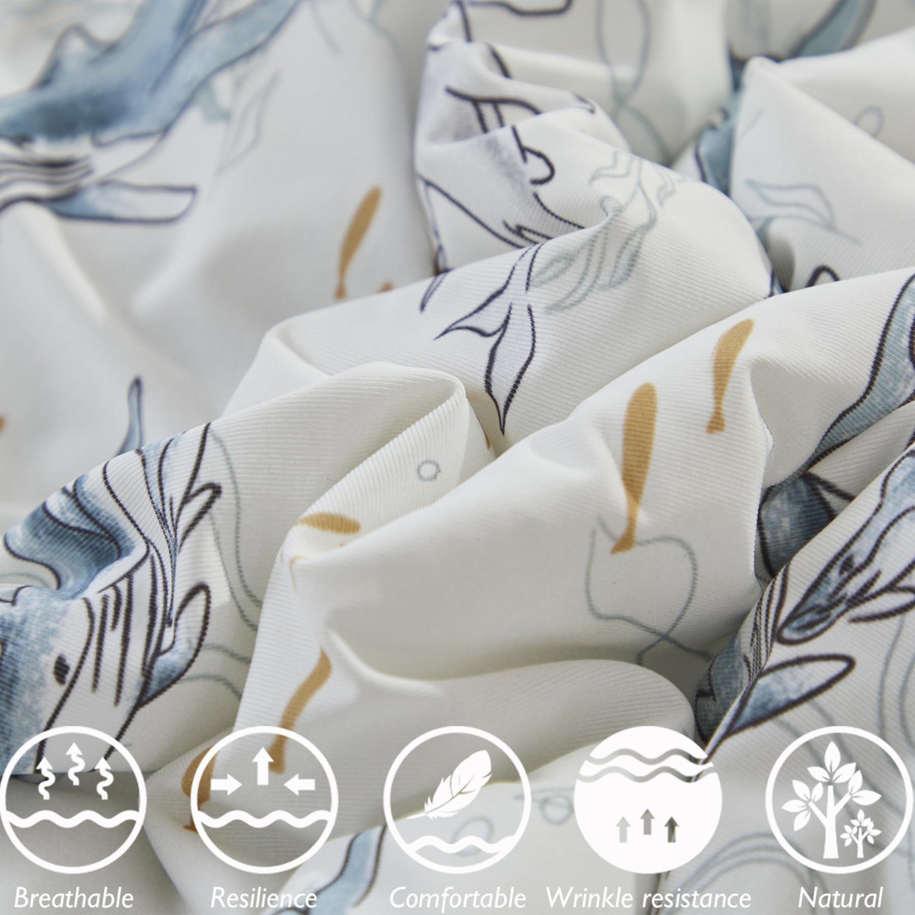 Brandream Juego de ropa de cama para cuna de bebé para niños y niñas, 3 piezas, incluye sábana elástica de punto ultra suave, edredón acolchado, falda de cama para cuna, familia de ballenas con