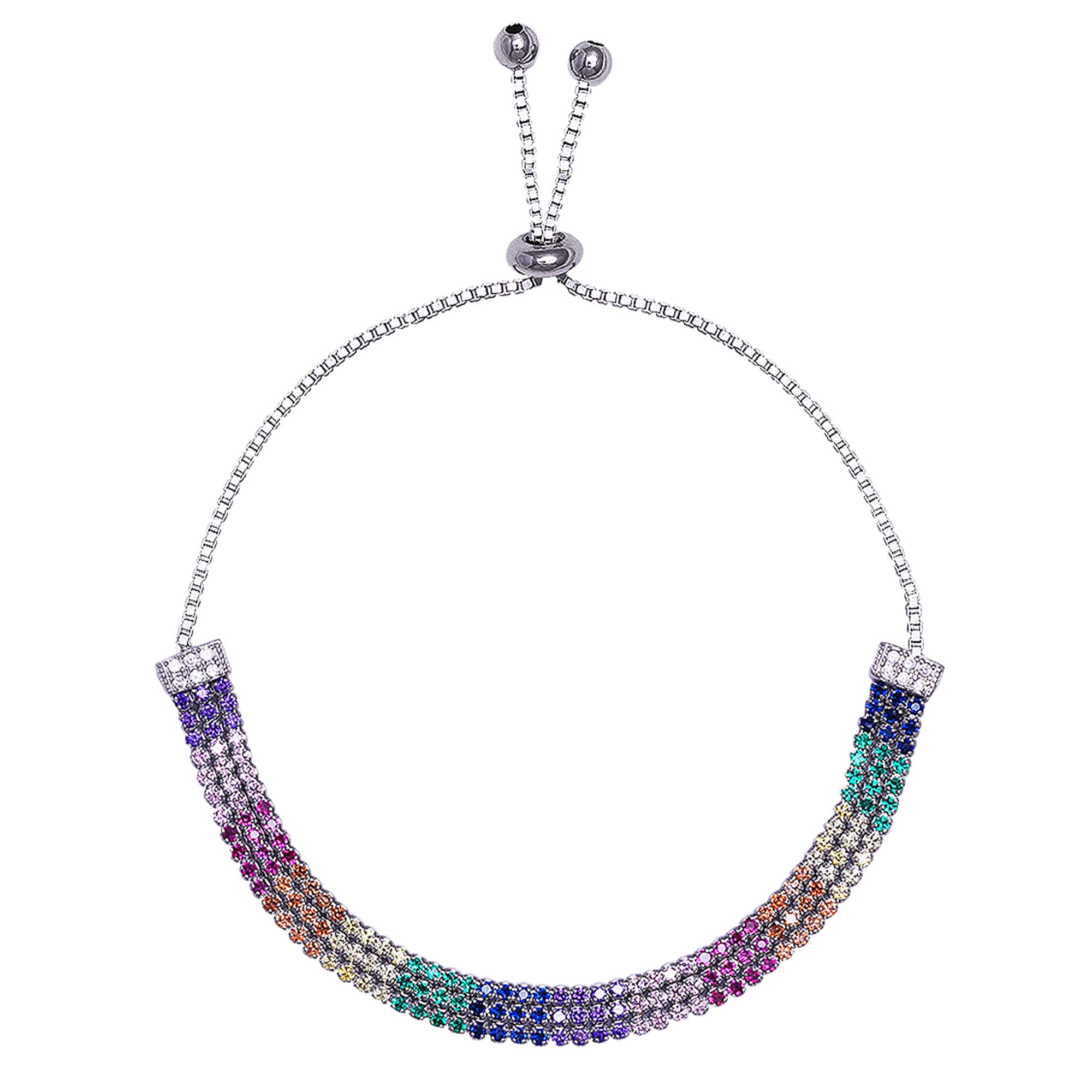 GIVA 925 Silver Triple Layer Rainbow Bracelet, Adjustable Gifts for Girlfriend, Gifts for Women & Girls| With Certificate of Authenticity and 925 Stamp | 6 Month Warranty*