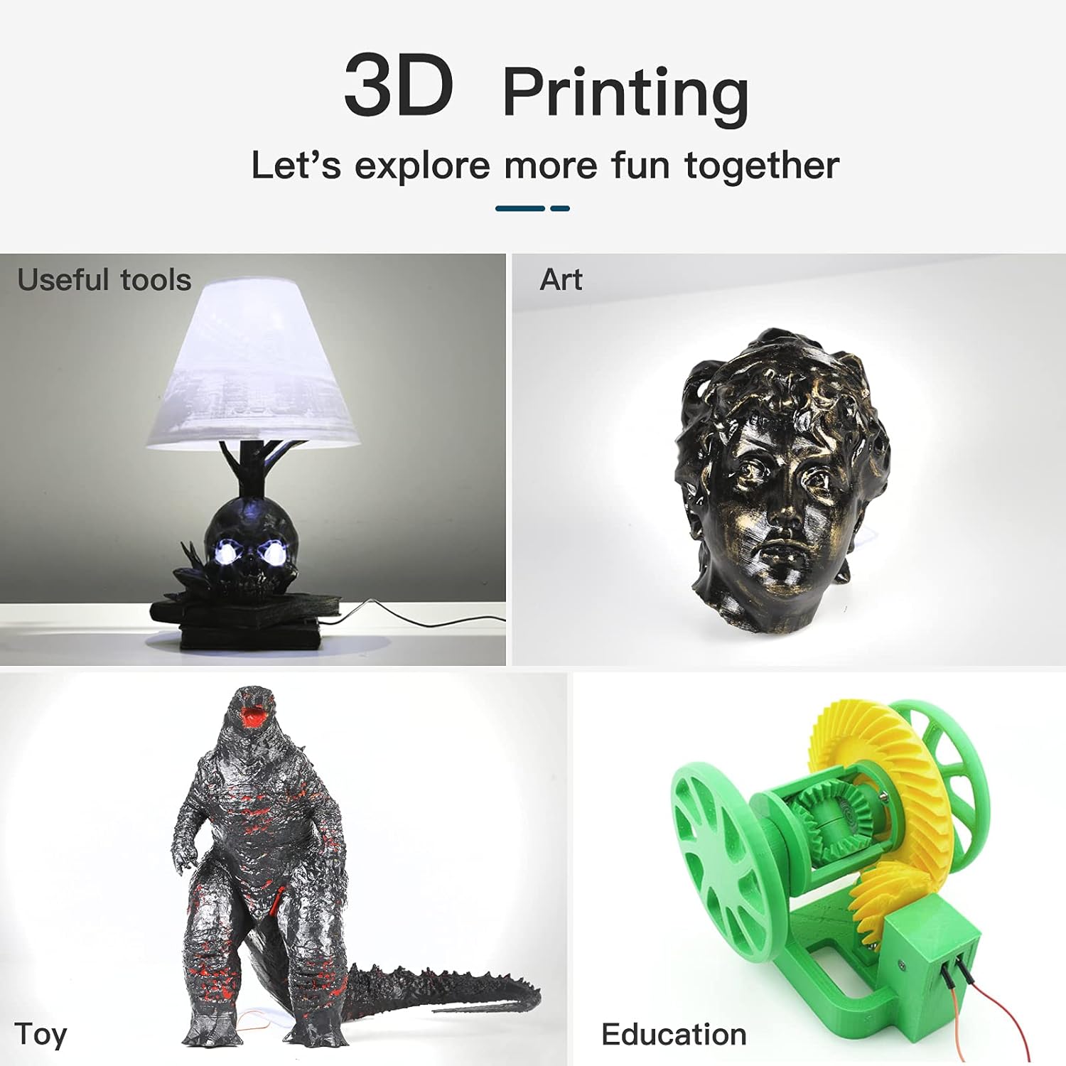 Creality Ender PLA 3D Printer Filament, 1.75mm 2.2lbs(1KG) Spool for FDM 3D Printing, Biodegradable Materials Clog-Free Smoothly Feeding Tidy Winding Tangle-Free Dimensional Accuracy (White) : Industrial & Scientific