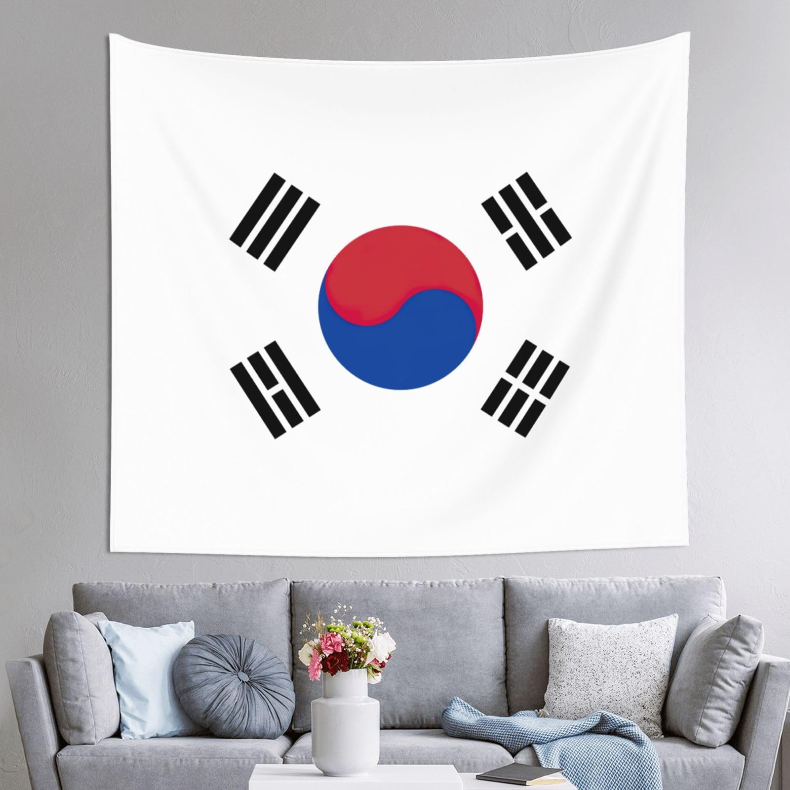 Tapiz de la bandera de la República de Corea, decoración de pared de 152 x 130 cm 8