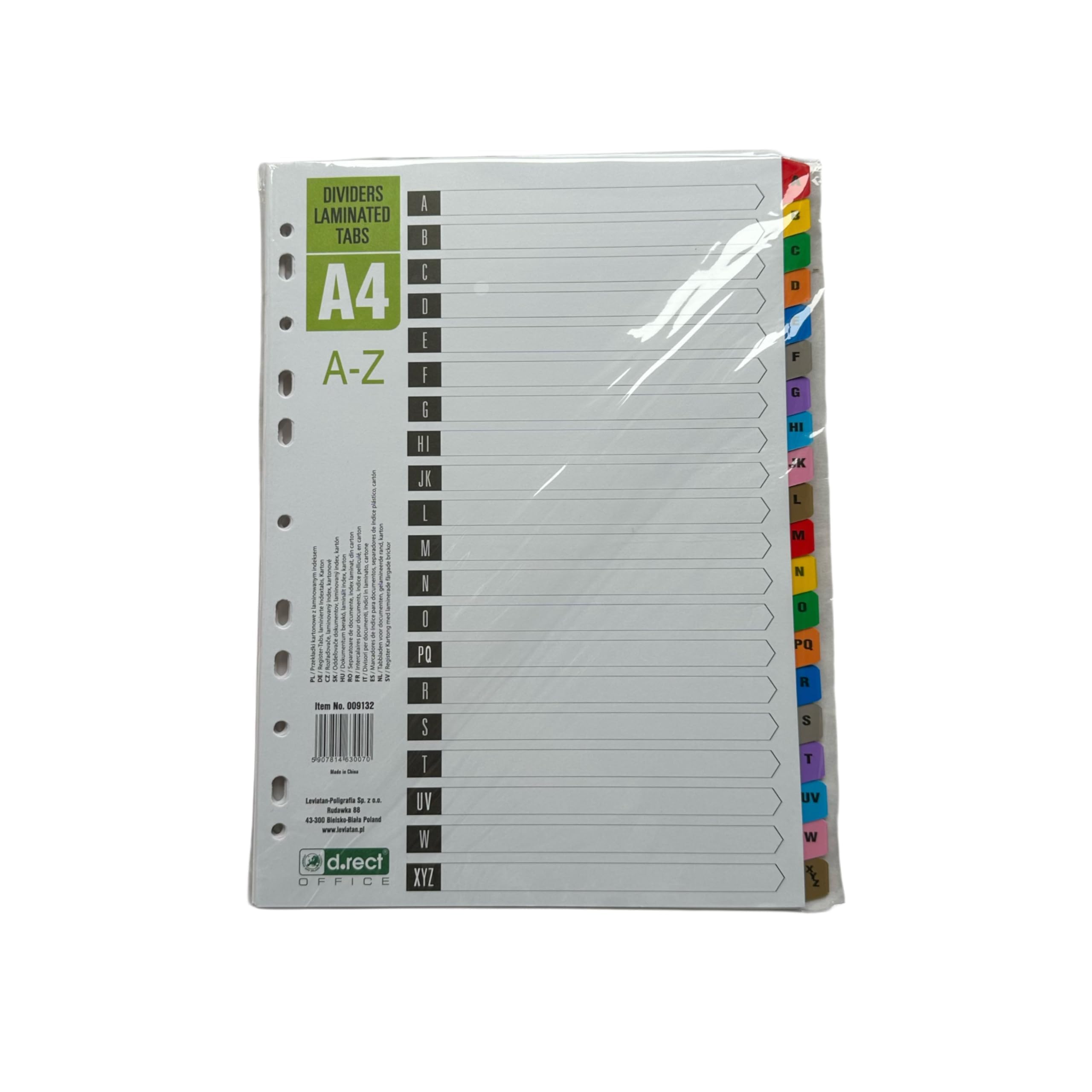 D.RECT A4 Colour Coded Laminated Index Tabs for Documents Tabs A-Z