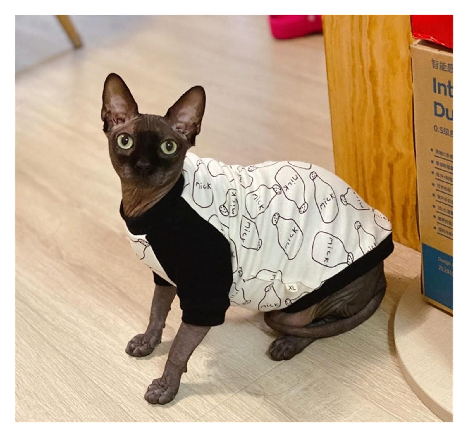 SPHYNX Mao Cat Clothes, wiosenno-letnia koszulka z kotem, Shooter Comfort,Odzież dla kotów(L)