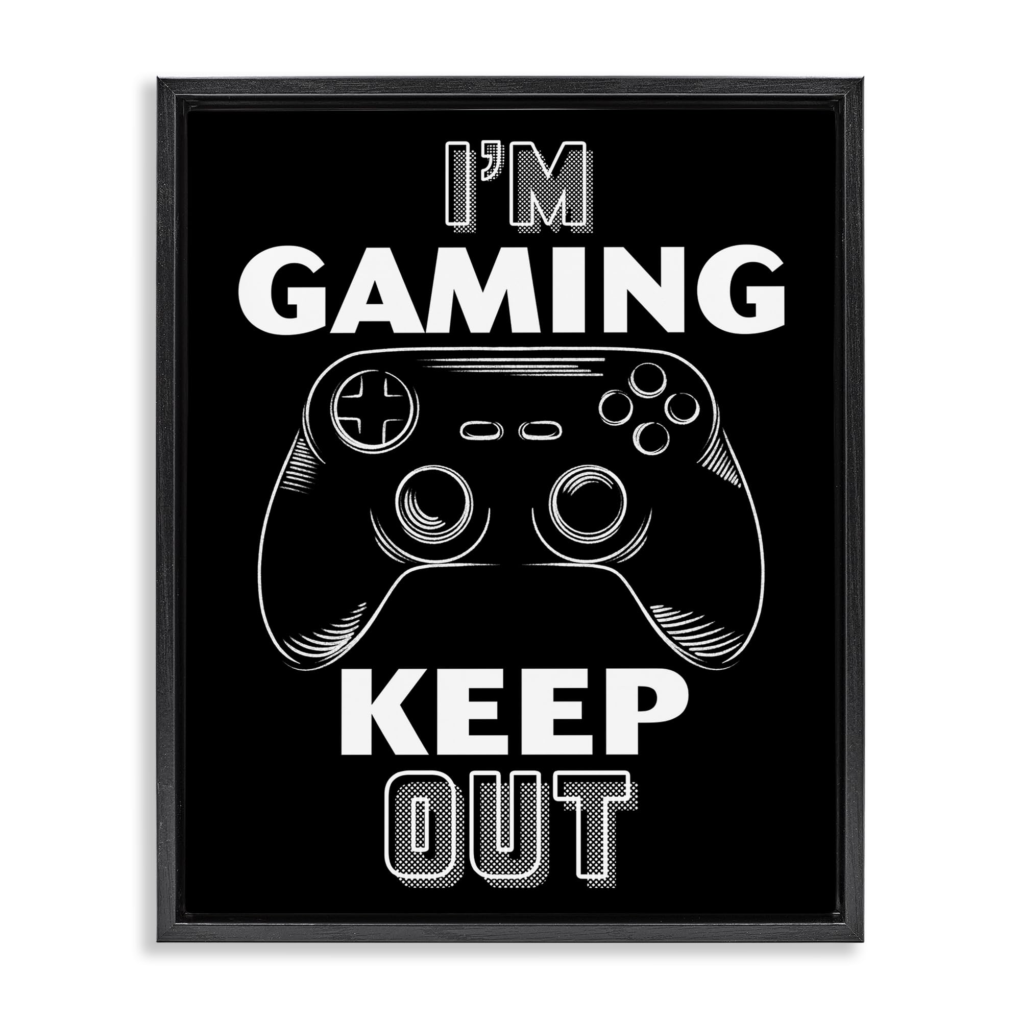 Stupell Industries Jet Black (Matte) 'I'm Gaming Keep Out'| Floating Frame Canvas Art