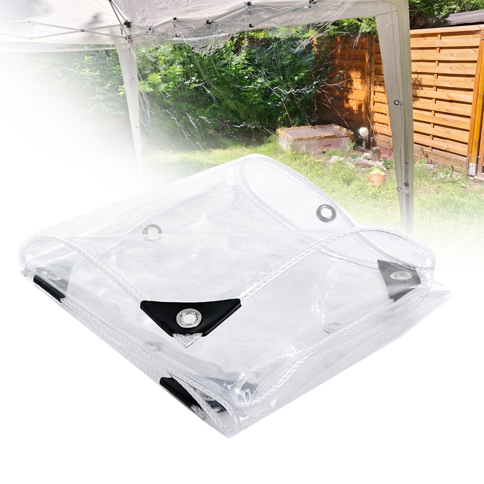 Lona transparente de PVC para evitar lluvia y viento en zonas exteriores