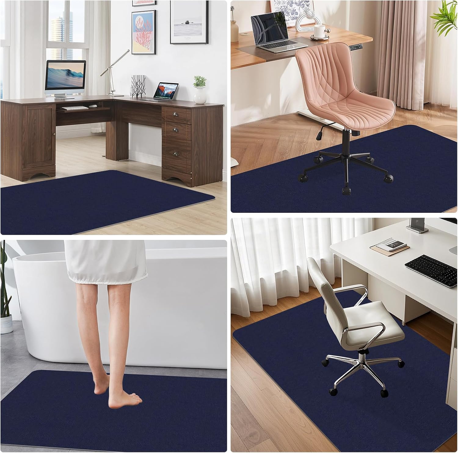 Office Chair Mat for Hardwood Floor & Tile Desk Mat for Rolling Chairs Protect Hardfloor Desk Area Rug for Workstations, Durable Chair Mat for Home and Office Use (Navy Blue, 36X55 in)