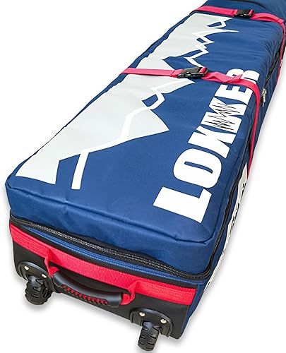 Miniatura 23 de D900 - Bolsa acolchada de snowboard con ruedas para viajes aéreos, impermeable de 71 pulgadas, gran capacidad para esquís/tablas de snowboard, Rojo
