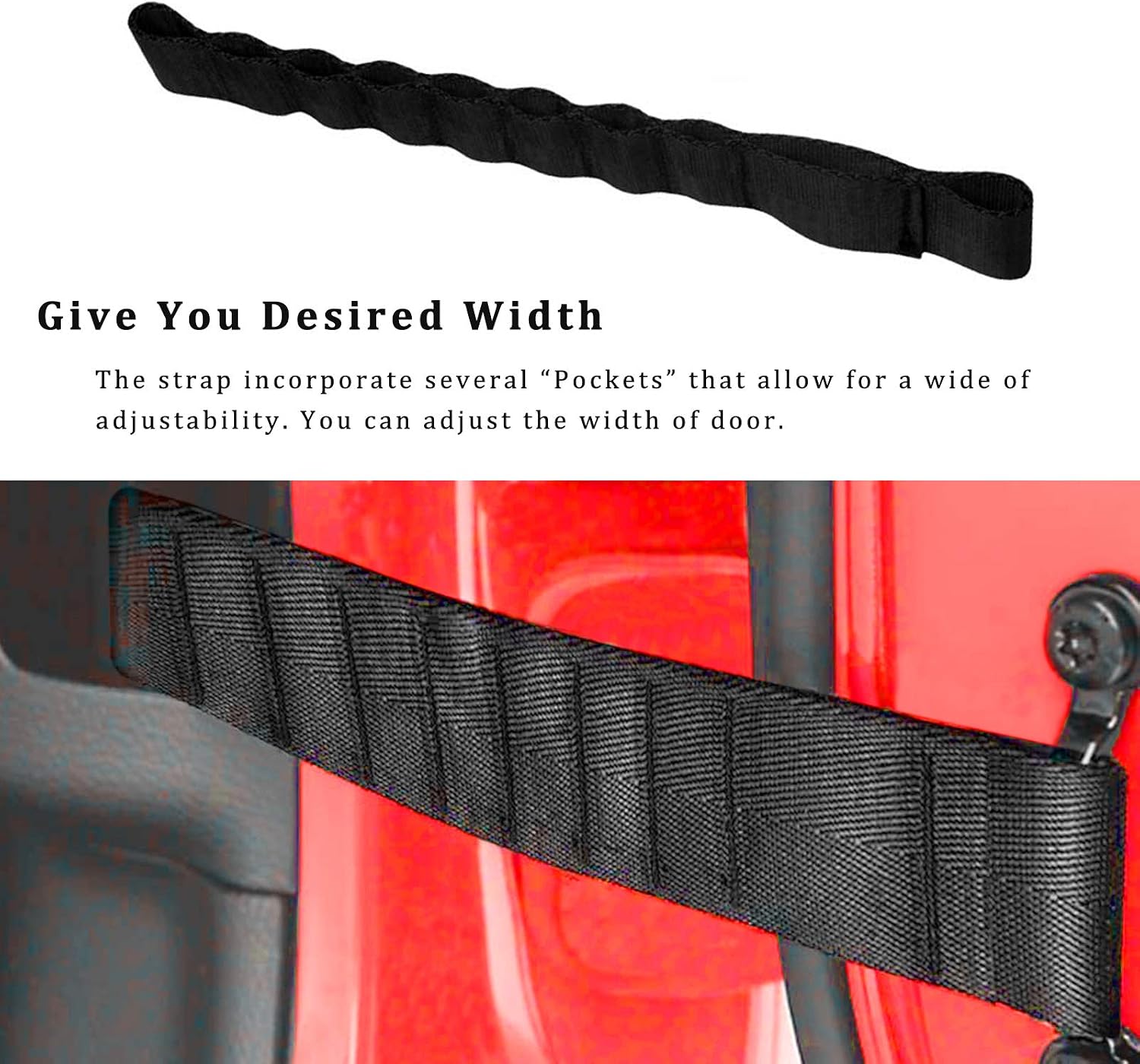 Dual Strong Adjustable Door Limiting Check Straps Compatible with Wrangler TJ JK JL CJ YJ JKU Sport Rubicon Sahara Unlimited 2000-2018 | Heavy Duty Upgrade Load 1000 Lb (2PCS-Black)