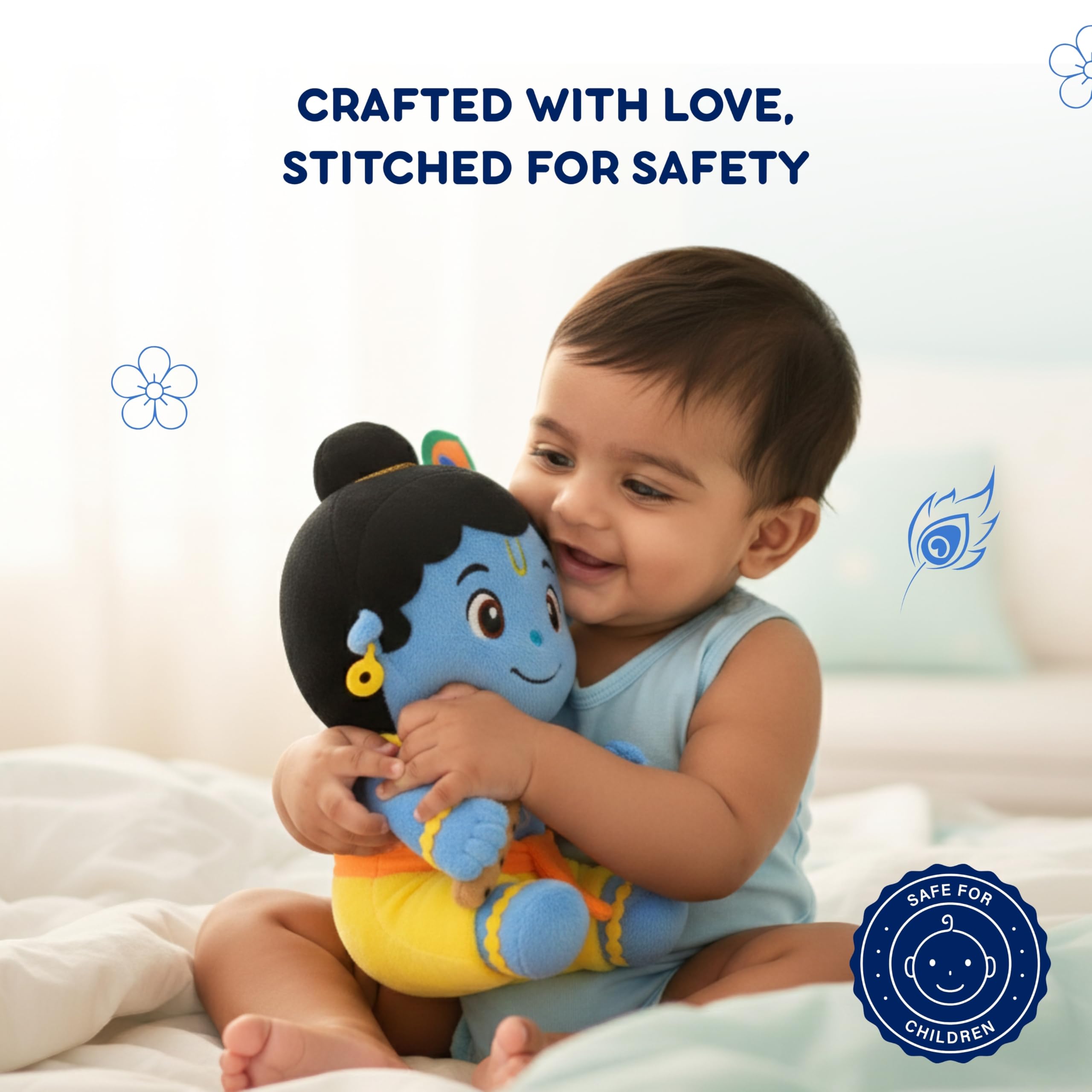 Clapstore Mantra Chanting Krishna with Meditation Mode Interactive Musical Soft Stuffed Plush Toy | Non-Toxic, Safe | Best Birthday Gift for Newborn Kids (Boys, Girls) — Amazon image 6