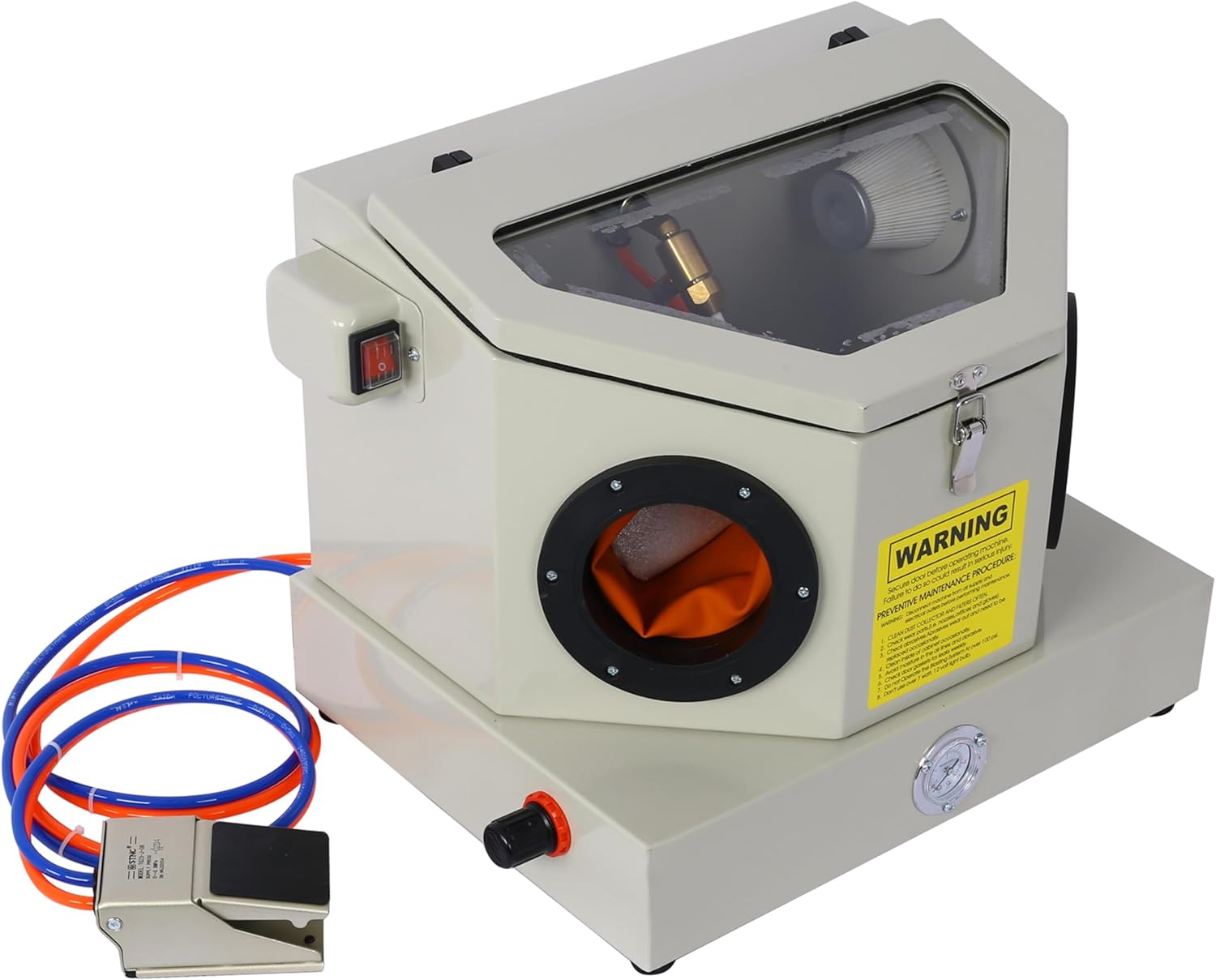 Mini Sandblasting Cabinet with Glove Compact Benchtop LED Light Enclosed Sand Blasting Machine Steel Blaster Gray