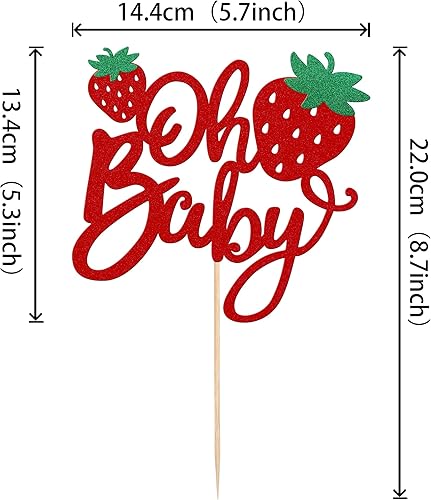 Miniatura 2 de 1 pieza de decoración de pastel de fresa Oh Baby con purpurina para baby shower, tema de fresa, decoración de pastel de frutas, para baby shower,