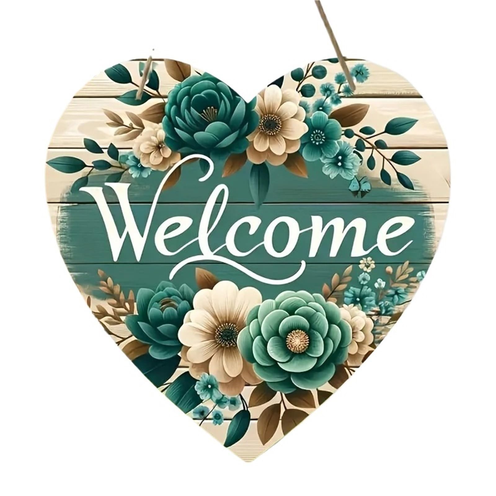 Wooden Welcome Sign 1 Piece, 2D Printed Floral Wreath Logo - Ideal Choice For Home, Farm, Garden Or Entrance Decoration for home(26X26)