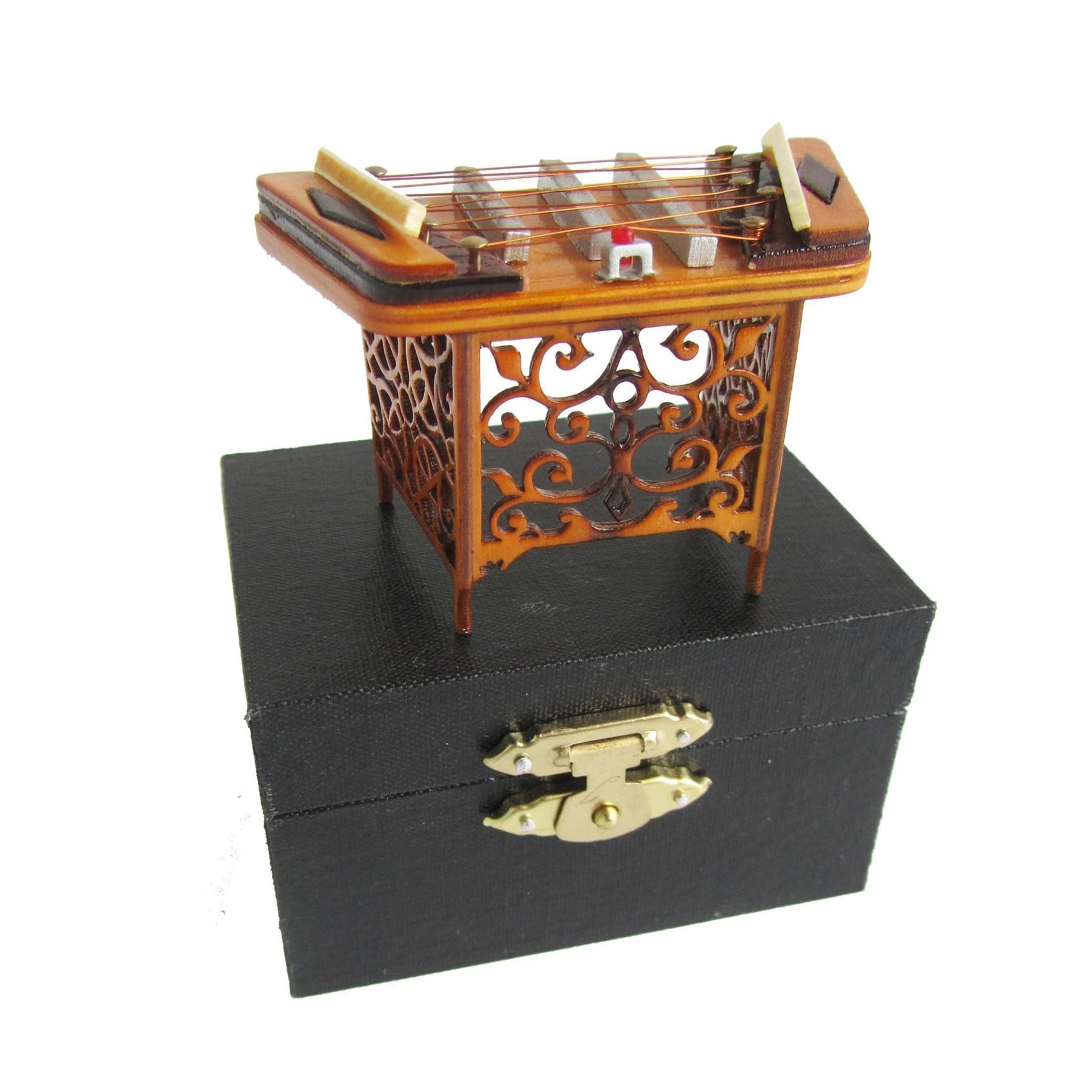 Mini modello di strumento musicale modello di dulcimer in miniatura strumento musicale ornamenti di dulcimer