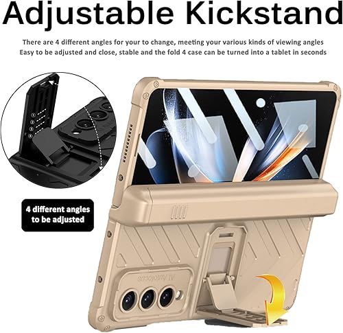 Miniatura 53 de Miimall Funda para Samsung Galaxy Z Fold 4, Z Fold 4 Hinge Bumper [Protector de pantalla de vidrio templado integrado] [Soporte ajustable]