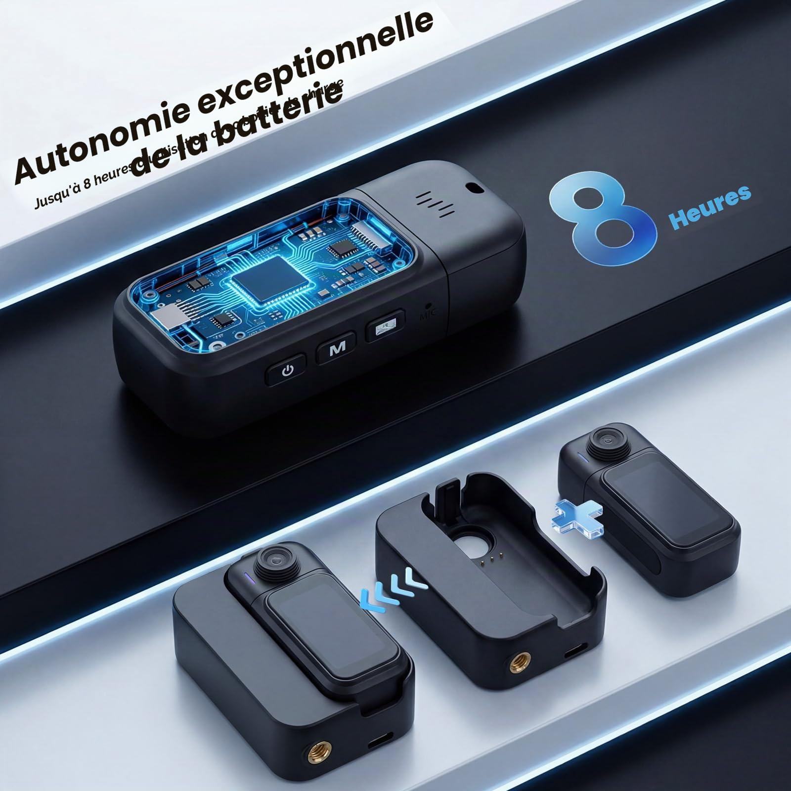 Mini caméra d'action Wi-Fi 1080p, 360° 64 Go, caméra d'action sport HD avec objectif rotatif à 180°, écran tactile, POV mains libres, caméra sous-marine étanche jusqu'à 30 m, caméra pour casque de