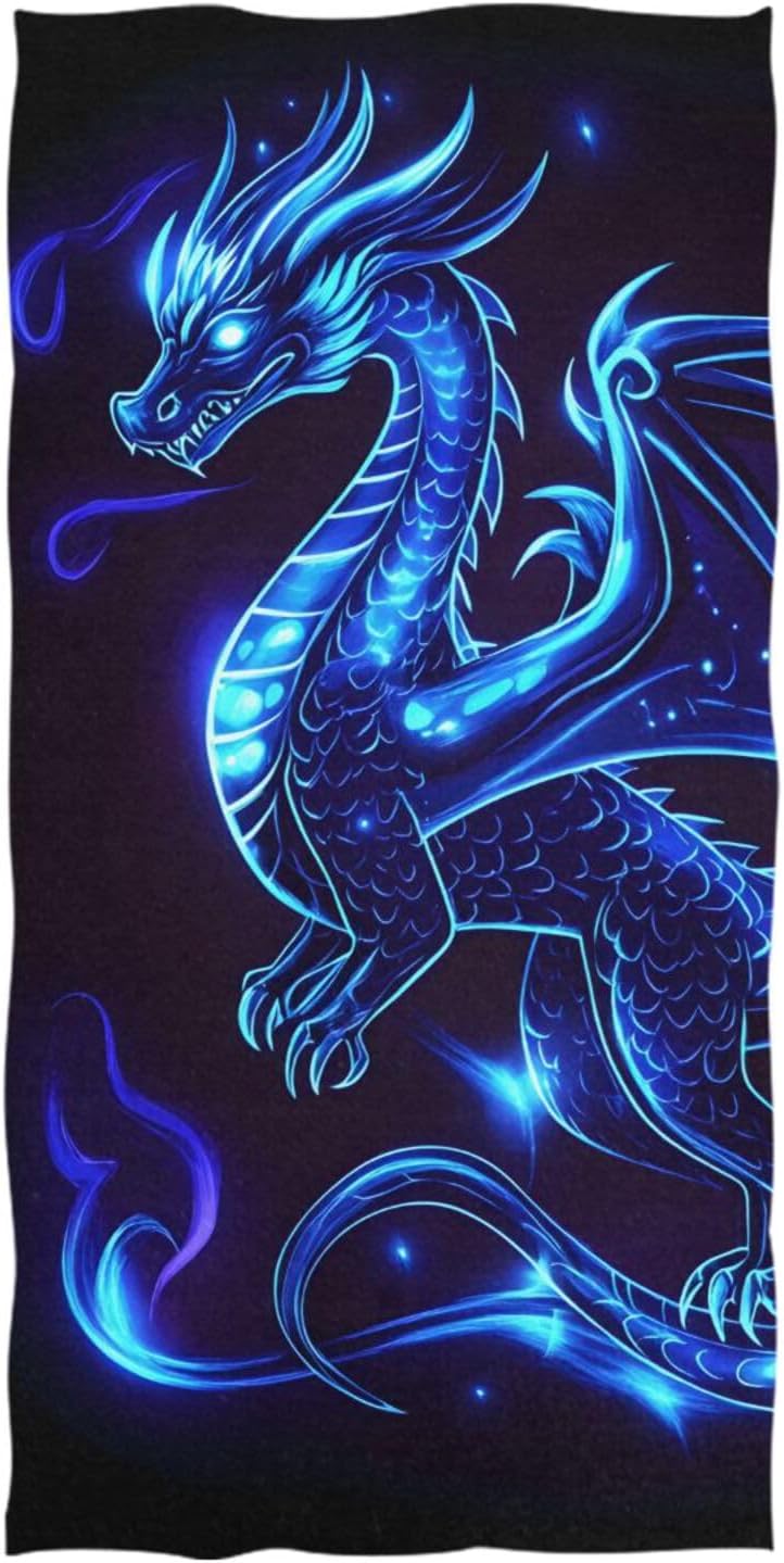 SUABO Oversized Beach Towel Blue Dragon Sideways Beach Blanket,Quick-Drying and Lightweight Bath Towels,Pool Camping Soft Towels Travel Essentials,71x32 inch