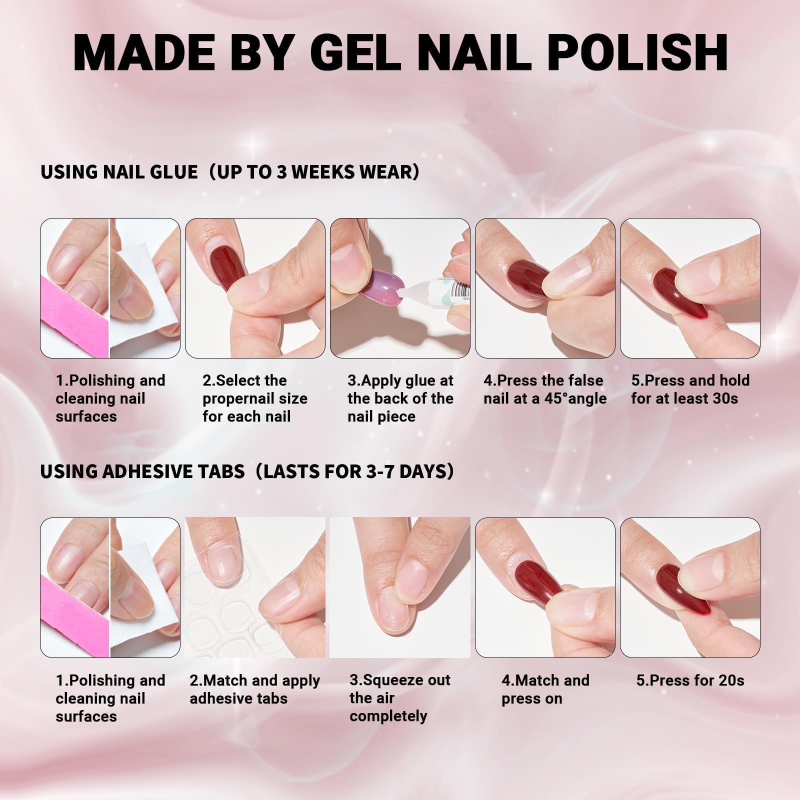 24 Press On Nails Feelhigh Nail Tips Natural Reusable Stick on Nails, Salon Like Jelly Glue on False Nails for Women Girls Fake Nails Kit- in 12 Sizes (24) 2