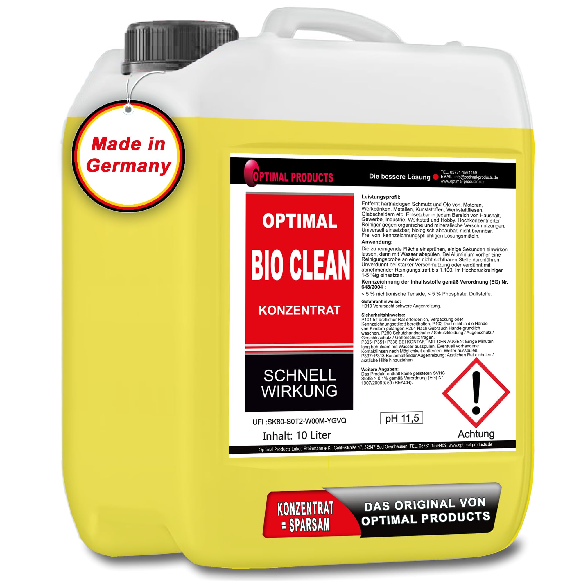 Bio Clean Maschinenreiniger Hallenreiniger Bodenreiniger SCHAUMARM 10 Liter