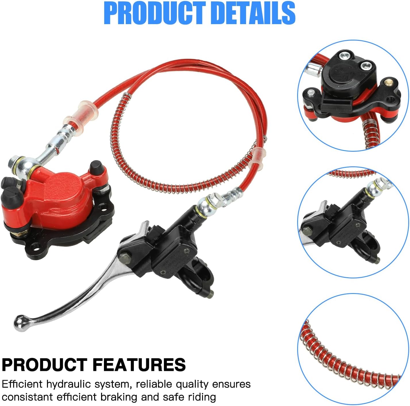 YOXUFA Mini Bike Hydraulic Disc Brake Caliper Kit Replacement for Baja Doodle Bug DB30 Blitz Dirt Bug Predator 79cc 97cc 2.8hp Mini Bike Parts with 50 inch Hose Tube Master Cylinder