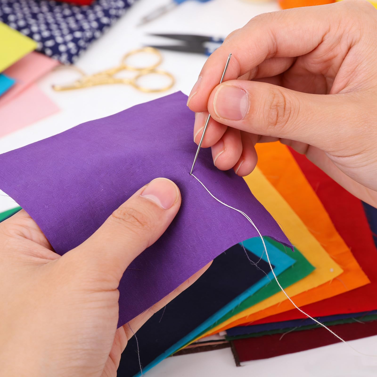 Cabilock 50 quadrati di tessuto di cotone per trapunte per progetti di cucito - 9,82'' Materiale artigianale in tinta unita per patchwork e quilting, decorazioni per la casa