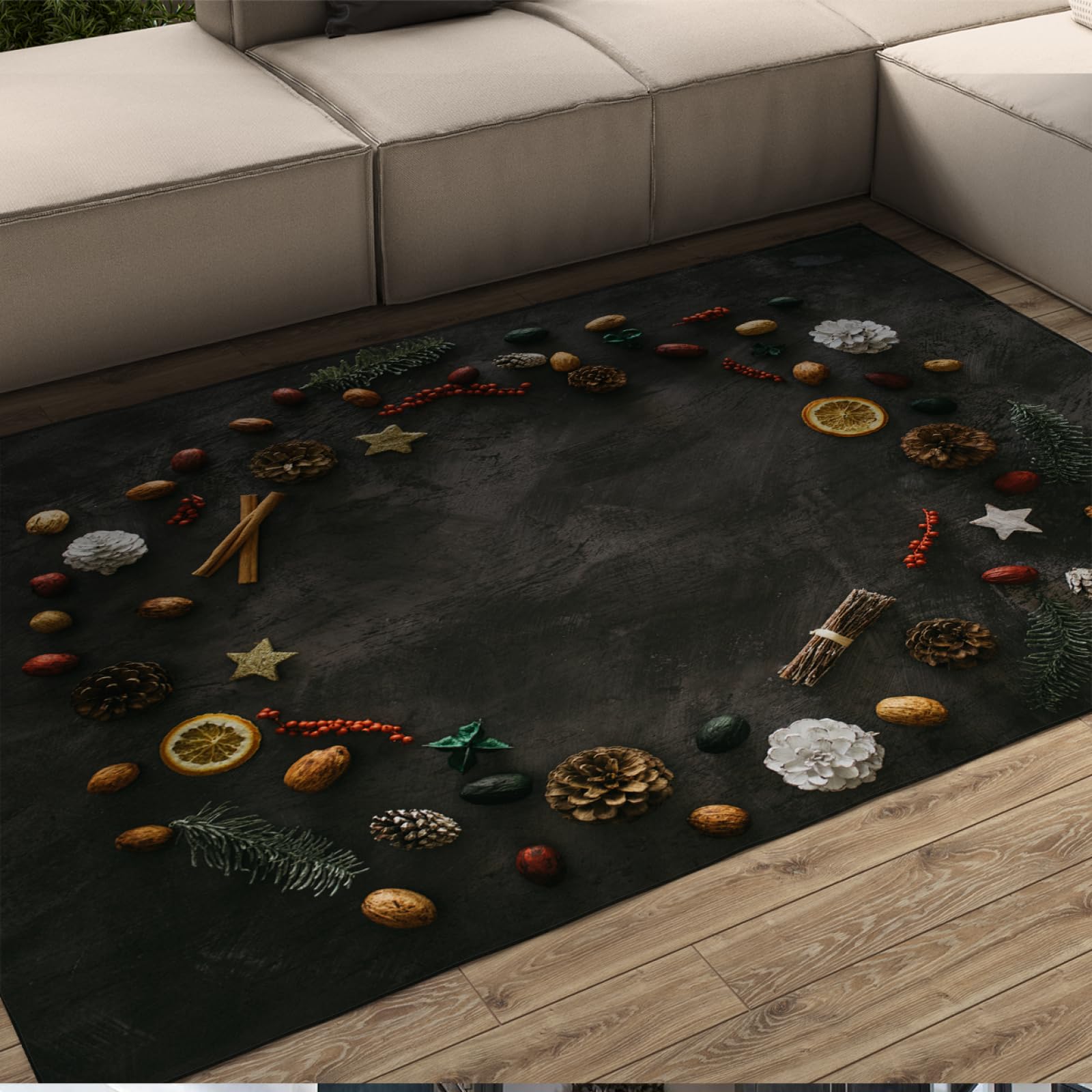 Tapis facile d'entretien gris anti-glisse pour éviter la saleté de Noël