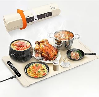 Food Warming Mat, FZF Electric Warming Tray, Fast Heating Portable Food Warmer for Parties Buffet with 0.5-10Hr Timer, Adjustable Temperature for Hosting, Camping, House Warming